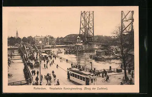 AK Rotterdam, Verplaatste Koninginnebrug, Brug der Zuchten Strassenbahn