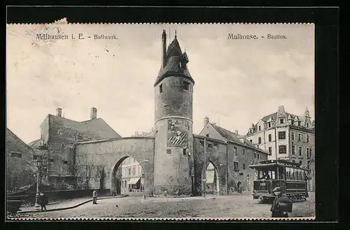 AK Mülhausen, Bollwerk mit Strassenbahn