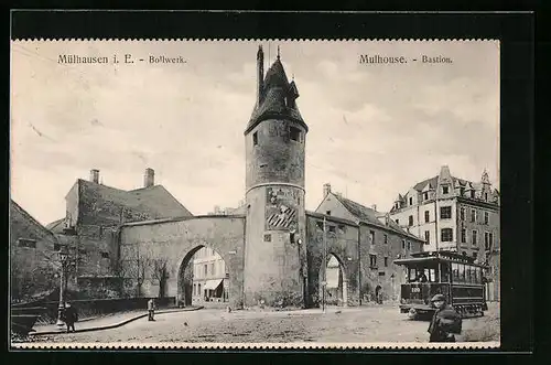 AK Mülhausen, Bollwerk mit Strassenbahn