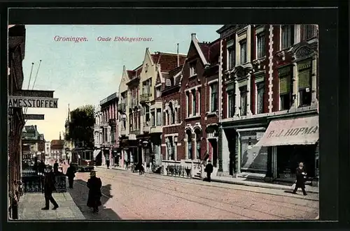 AK Groningen, Oude Ebbingestraat, Strassenbahn