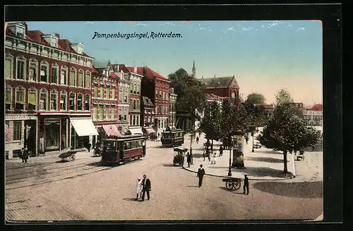 AK Rotterdam, Pompenburgsingel, Strassenbahn