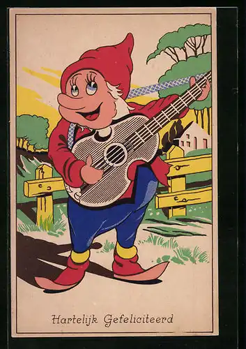AK Zwerg mit Gitarre