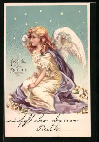 AK Osterengel mit Fanfare