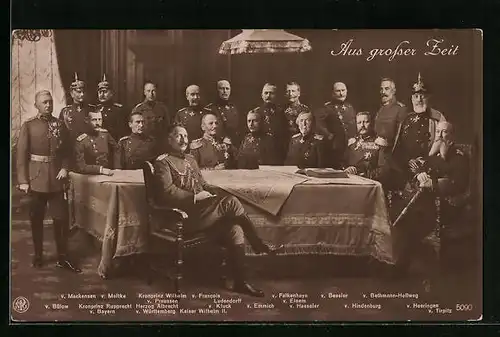 Foto-AK Kaiser Wilhelm und seine Heerführer am Tisch