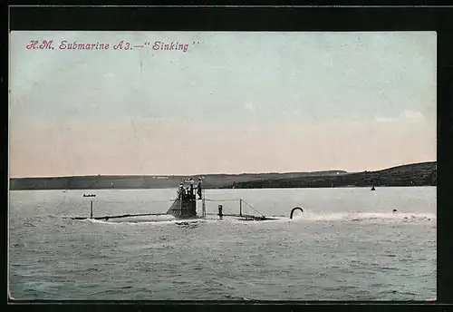 AK Britisches U-Boot A3 im Tauchgang