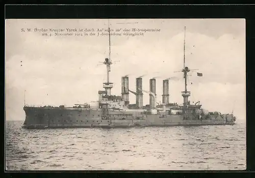 AK SM Grosser Kreuzer Yorck auf hoher See