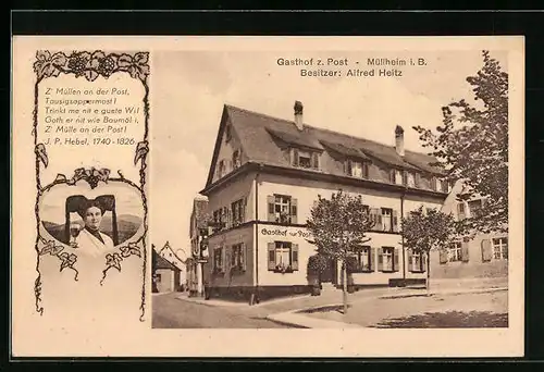 AK Müllheim i. B., Gasthof zur Post von Alfred Heitz