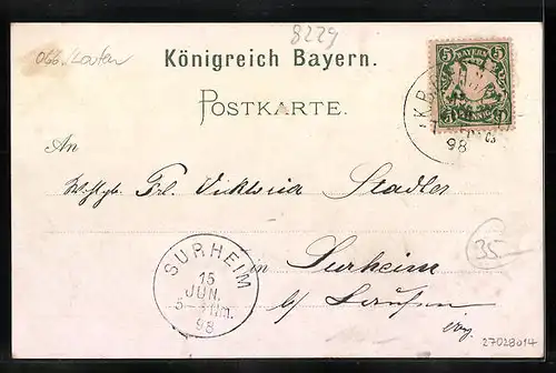 Lithographie Laufen a. d. S., Ortsansicht, Blick auf Iderndorf