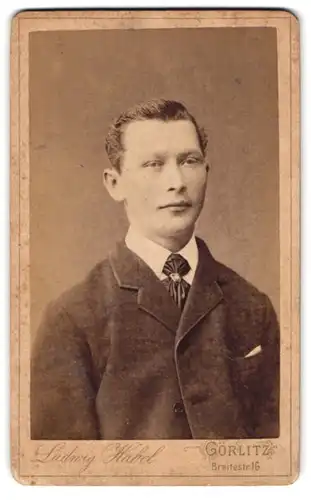 Fotografie Ludwig Habel, Görlitz, Breitestrasse 16, Junger Mann mit schmalen Augen