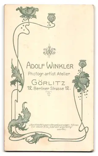 Fotografie Adolf Winkler, Görlitz, Berliner-Strasse 12, Herr mit Brille und Mittelscheitel