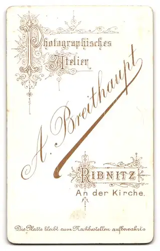 Fotografie A. Breithaupt, Ribnitz, An der Kirche, Modisch gekleideter Junge mit Kleinkind