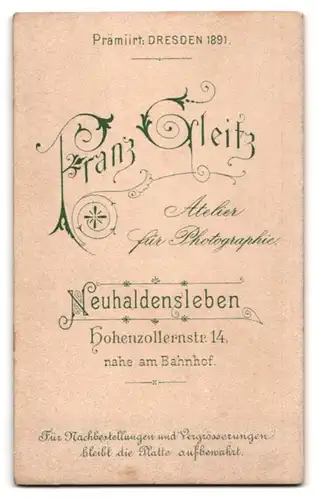 Fotografie Franz Gleitz, Neuhaldensleben, Hohenzollernstr. 14, Eleganter Herr mit Oberlippenbart