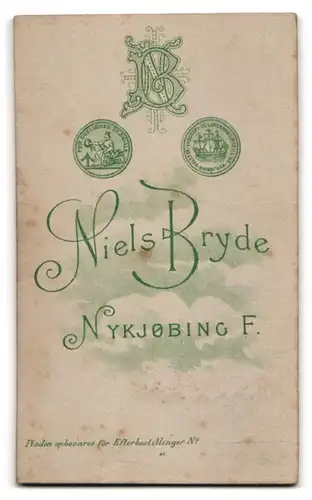 Fotografie Niels Bryde, Nyköbing, Junge Schönheit mit Hochsteckfrisur im samtenen Rüschenkleid