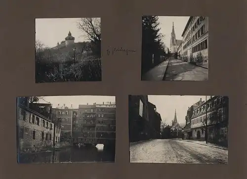 Fotoalbum 65 Fotografien, Ansicht Esslingen, Nellingen, Kriegszerstörung nach Fliegerangriff, Tübingen, Donautal u.a.