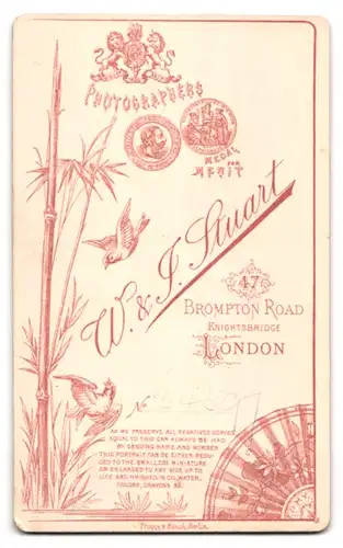 Fotografie W. & F. Stuart, London, 47 Brompton Road, Lady im Sonntagskleid mit Ansteckblumen