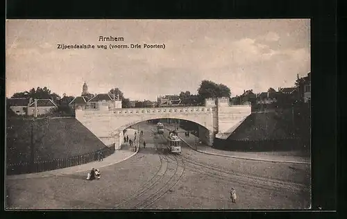 AK Arnhem, Zijpendalsche weg (voorm. Drie Porten), Strassenbahn