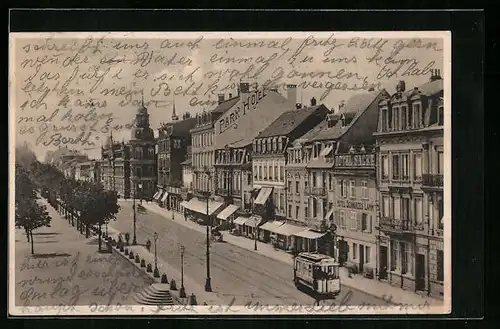 AK Colmar, Rufacherstrasse mit Strassenbahn