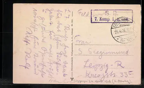 AK Colmar i. Els., Hauptpostamt mit Strassenbahn