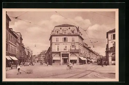 AK Mülhausen, Hermann-Göring-Platz, Strassenbahn
