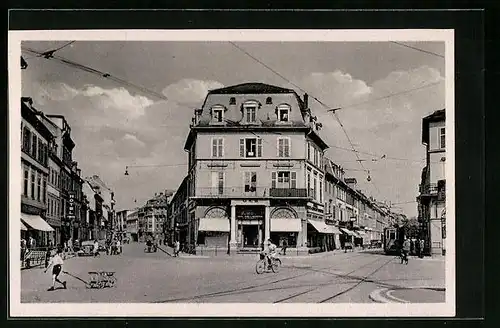 AK Mulhouse, Place de la Republique, Strassenbahn