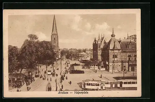 AK Arnhem, Velperplein, Strassenbahn