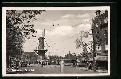 AK Rotterdam, Oostplein, Strassenbahn