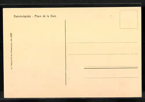 AK Strassburg, Bahnhofsplatz mit Strassenbahn