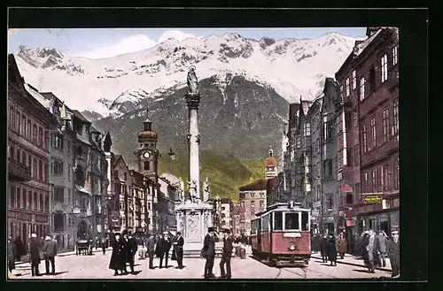 AK Innsbruck, Maria Theresienstrasse mit Strassenbahn