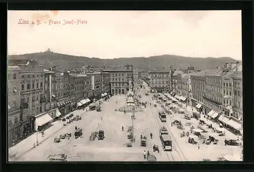 AK Linz a. d. Donau, Strassenbahn am Franz Josef-Platz