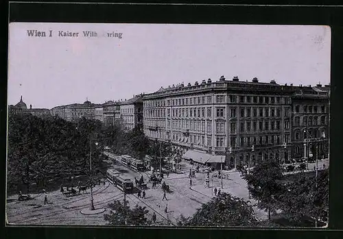 AK Wien, Strassenbahn am Kaiser Wilhelmring