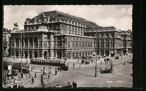 AK Wien, Strassenbahn an der Oper