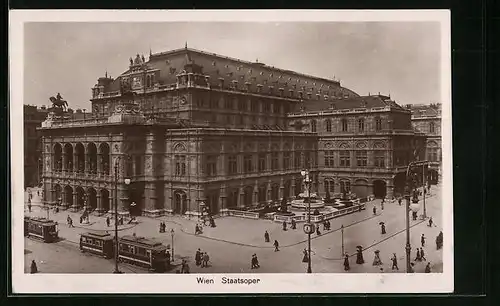 AK Wien, Strassenbahn an der Staatsoper
