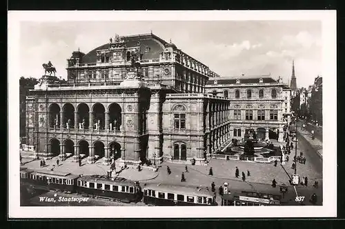 AK Wien, Strassenbahn an der Staatsoper