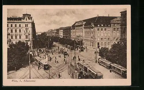 AK Wien, Strassenbahn am Schottentor