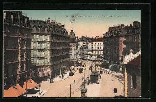 AK Grenoble, Strassenbahn auf der Rue Félix-Poulat