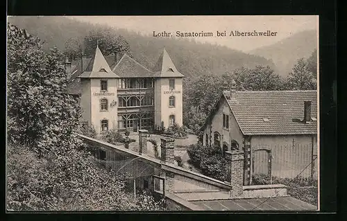 AK Alberschweiler, Lothringisches Sanatorium aus der Vogelschau