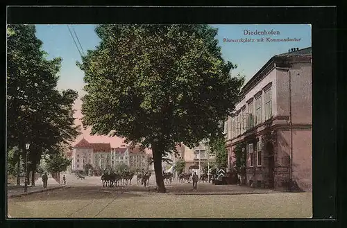 AK Diedenhofen, Bismarckplatz mit Kommandantur
