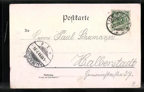 Lithographie Metz, Kaiser Wilhelm I. Denkmal, Springbrunnen