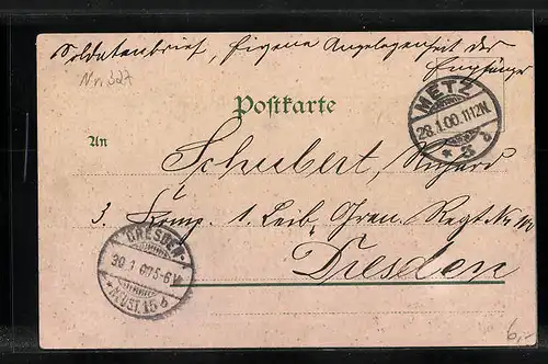 AK Metz, Ortsansicht vom Fort St- Quentin, Blumengruss