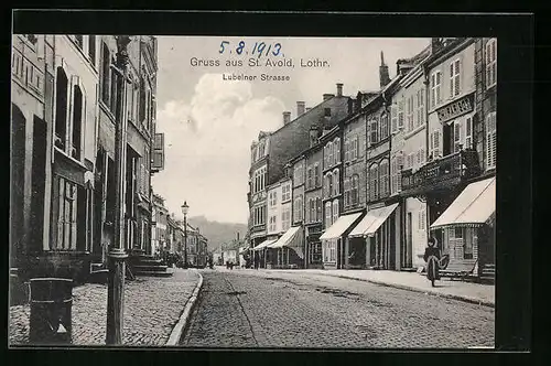 AK St. Avold /Lothr., Lubelner Strasse mit Geschäften