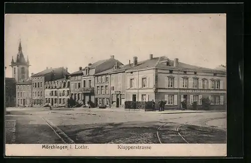 AK Mörchingen i. Lothr., Klapperstrasse mit Hotel-Restaurant