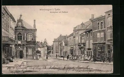 AK Mörchingen i. Lothr., Marktplatz mit Rathaus