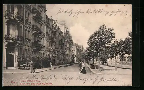 AK Metz, Kaiser Wilhelm Ring mit Passanten