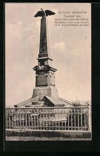 AK St. Privat-Amanweiler, Denkmal des Garde-Schützen-Bataillons