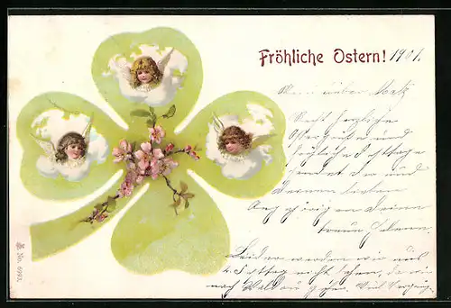 AK Kleeblatt mit Osterengeln