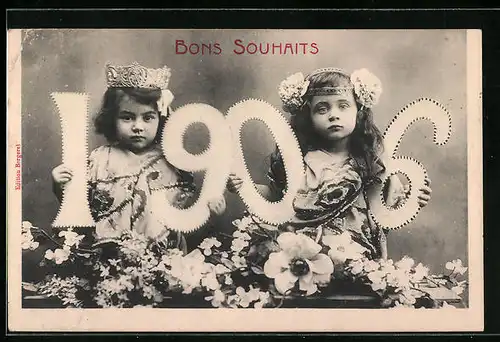 AK Jahreszahl 1906, Kleine König mit Königin
