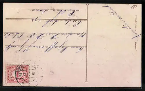 Präge-AK Mädchen mit Blumenkörben zum Neujahr
