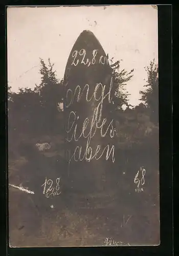 AK Bombe mit Aufschrift Engl. Liebesgaben