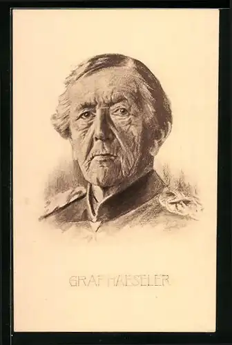 Künstler-AK Heerführer Graf von Haeseler in Uniform