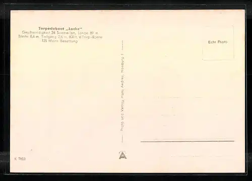 AK Torpedoboot Luchs der Kriegsmarine auf hoher See